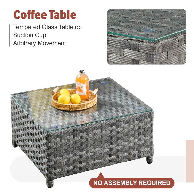 XIZZI 13-piece Outdoor Patio Wicker Furniture Set with Fire Table