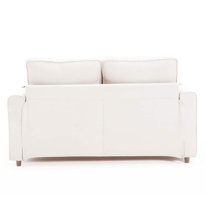 Foldable Tufted Loveseat with Pull Out Bed and Side Pockets