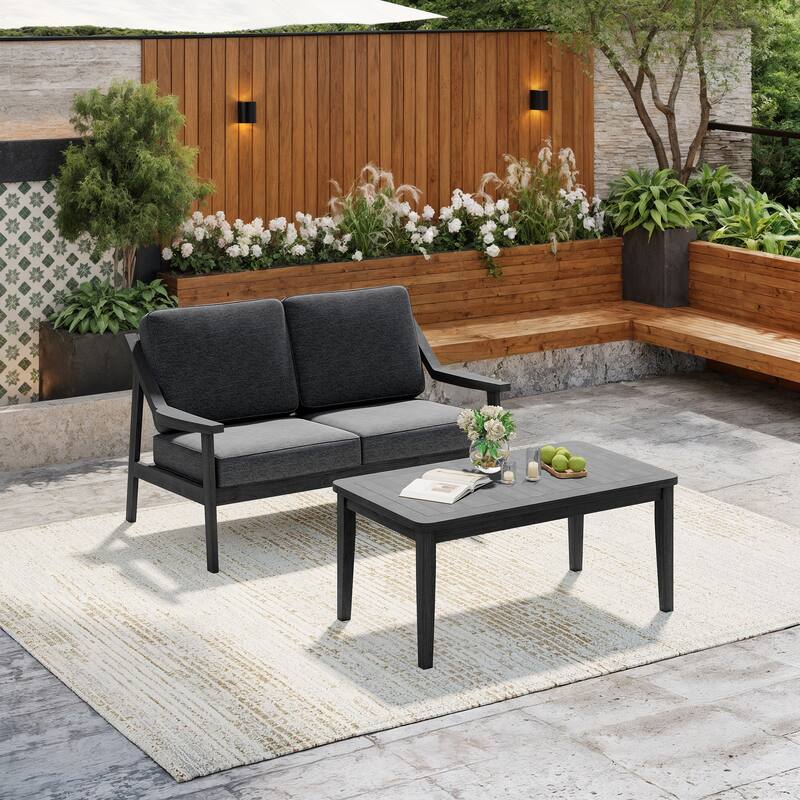 Outdoor Patio Wood Bistro Set/Loveseat Set
