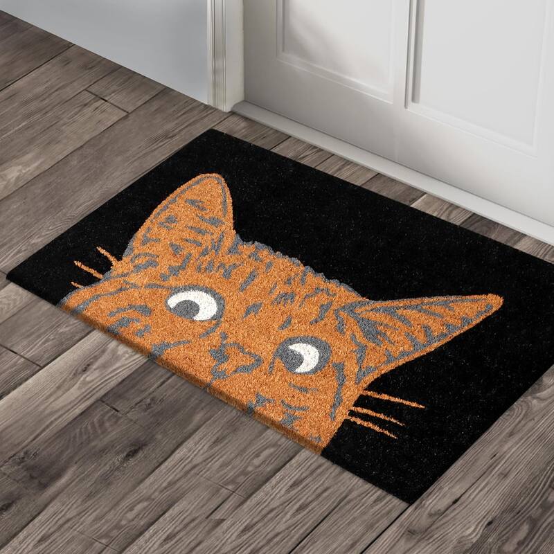 A1HC Natural Coco Coir Door Mat with Heavy Duty Non-Slip PVC Backing - 18" x 30" - Easy to Clean