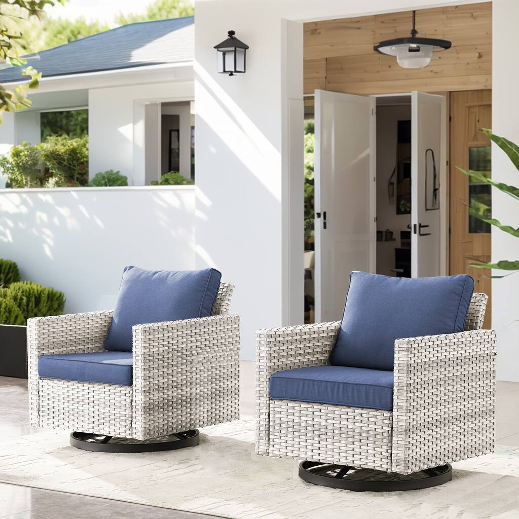 Rattan Glider Chair with Sturdy Frame - Light Grey