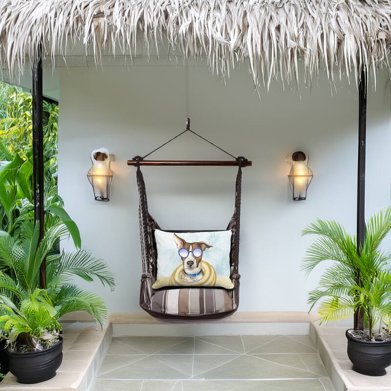 Magnolia Casual Swing Set 4 piece - Slate Gray Stripe w/ Cool Dog