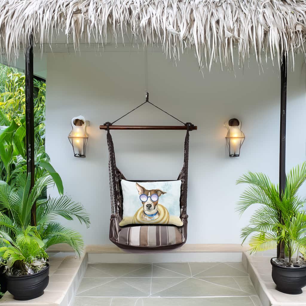 Magnolia Casual Swing Set 4 piece - Slate Gray Stripe w/ Cool Dog
