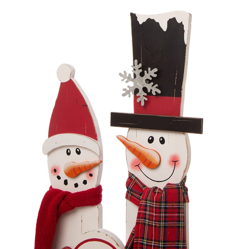 Glitzhome 35"H Wooden Deer or Snowman or Gnome Family Porch Decor