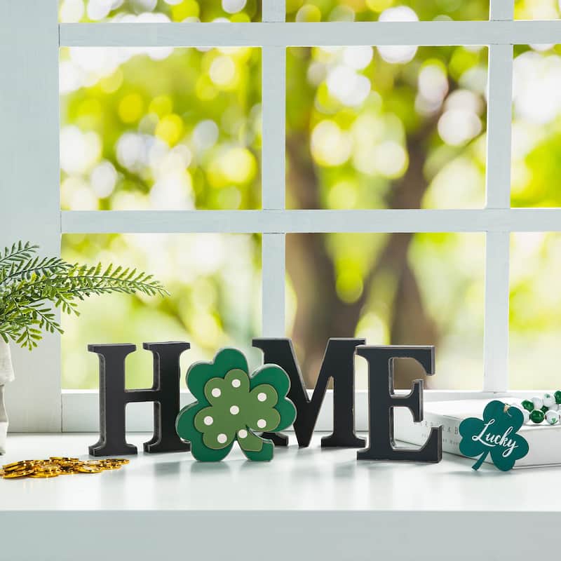 Glitzhome 13 Pieces Valentine's / St Patrick's / Easter Tabletop With 10 Interchangeable Icons - 5"H