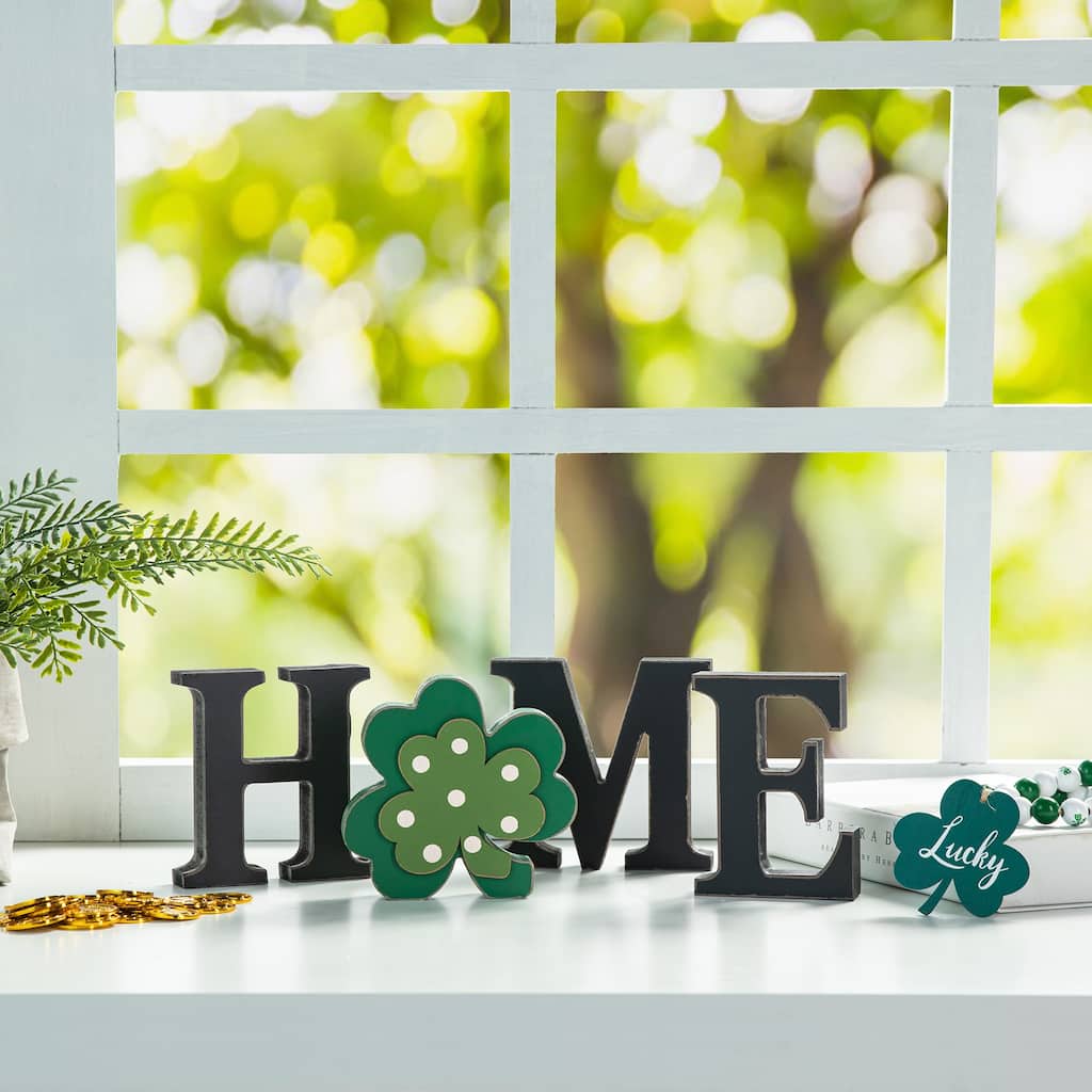 Glitzhome 13 Pieces Valentine's / St Patrick's / Easter Tabletop With 10 Interchangeable Icons - 5"H