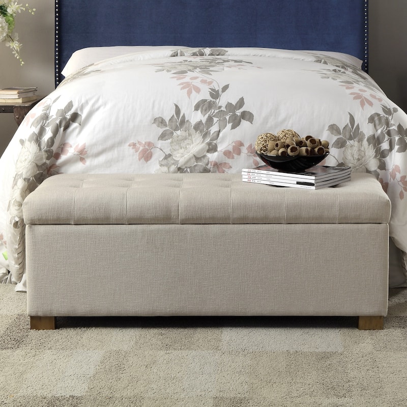 Porch & Den Camero Beige Tufted Storage Bench