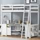 slide 2 of 32, Solid Wood Loft Bed with U-Shaped Desk, Kids Loft Bed Frame with Drawers and Storage Shelves for Kids Teens Adults