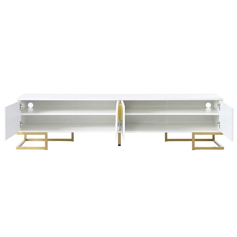 Modern TV Stands with Gold Accents, Fits TVs Up to 80'', White/Black