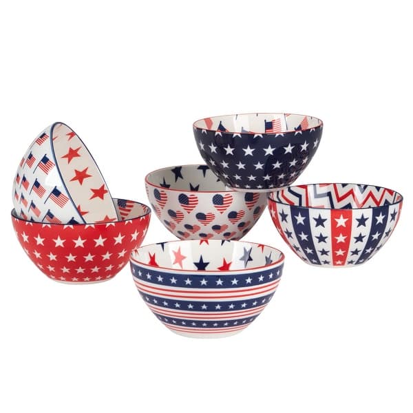 slide 2 of 3, Certified International Patriotic Set of 6 Bowls - 5" Diam x 2.5"