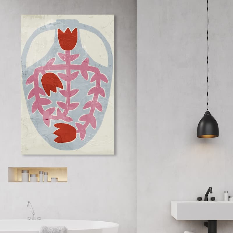 Wynwood Studio Canvas Floral and Botanical Floral Vase Red and Farmhouse Wall Art Canvas Print - 45 x 30