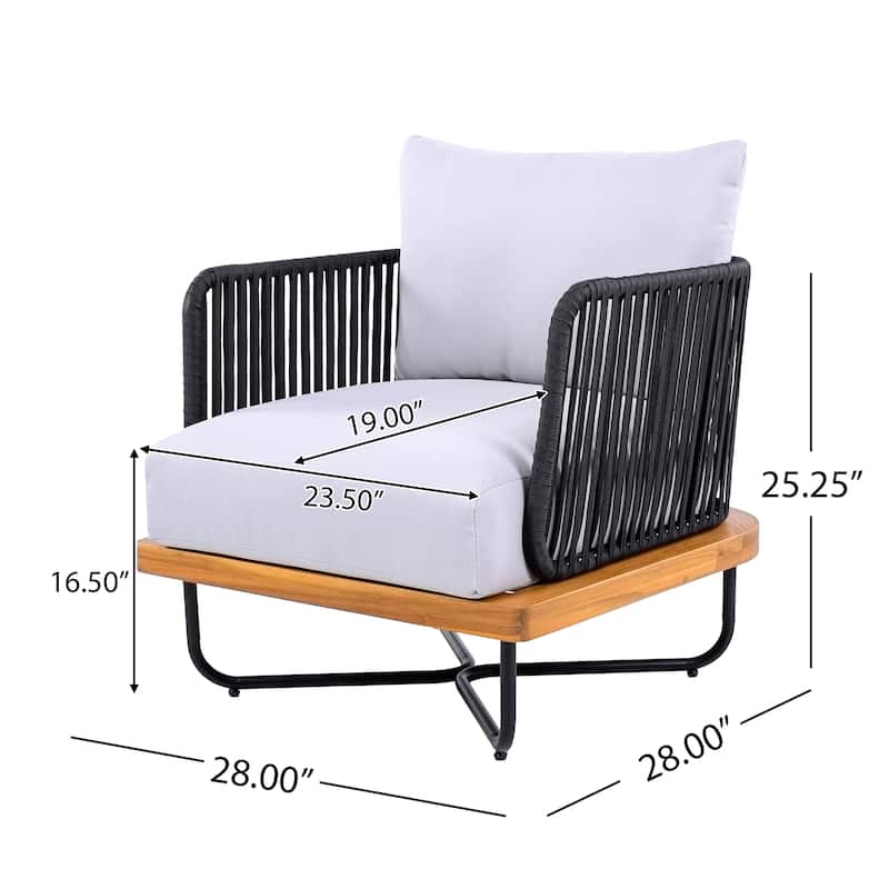 Christopher Knight Home - Evelyn Patio Outdoor Acacia Wood Rope Sofa Set