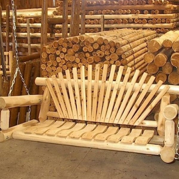 White Cedar Log Swing with Chain Bed Bath & Beyond 35411600