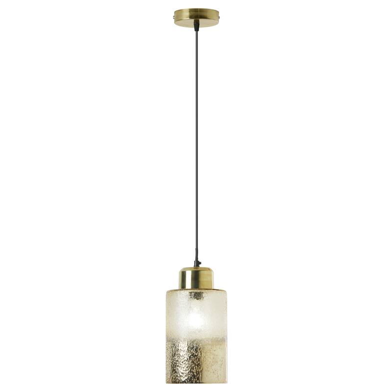 River of Goods Robin 6-Inch Clear and Gold-Painted Ombre Glass Pendant Light - 6" x 6" x 13/78" - Gold/Gold
