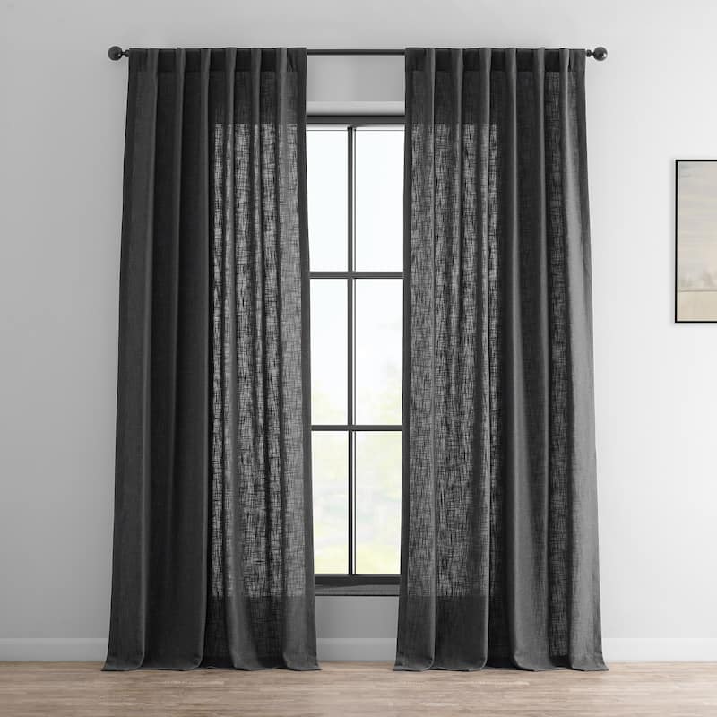 Exclusive Fabrics Heavy Faux Linen Light Filtering Curtains For Bedroom, Living Room (1 Panel) - 50 X 84 - Slate Grey
