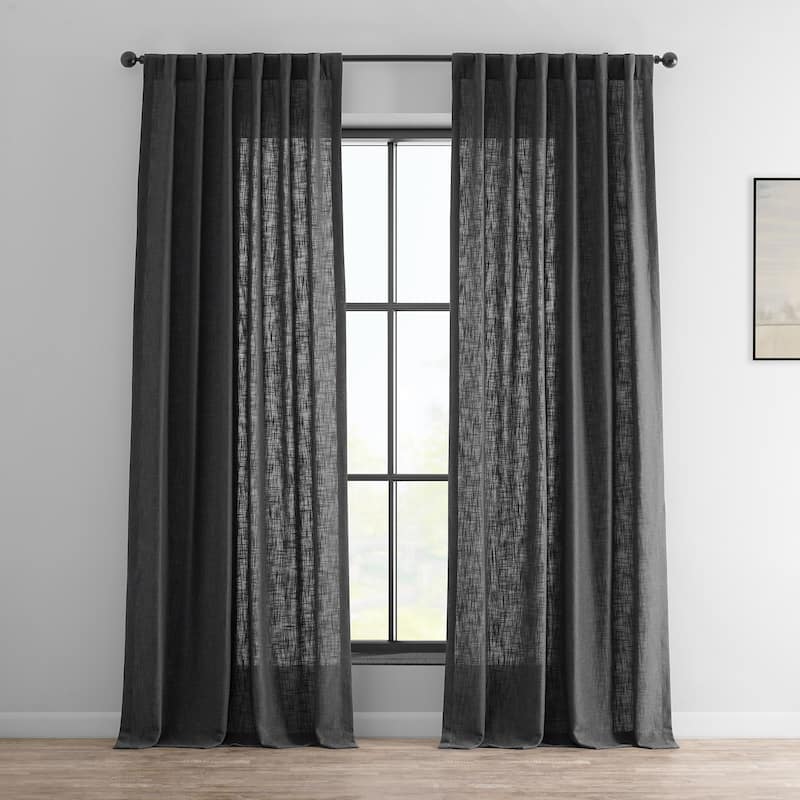 Exclusive Fabrics Heavy Faux Linen Light Filtering Curtains For Bedroom, Living Room (1 Panel) - 50 X 108 - Slate Grey