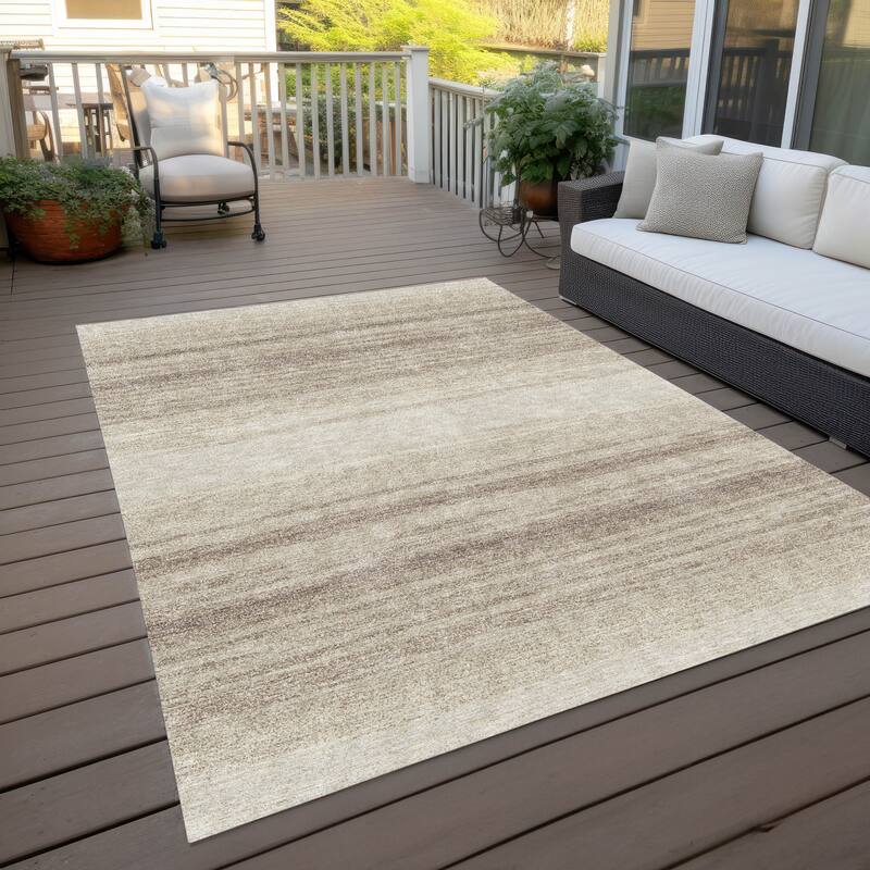 Machine Washable Indoor/ Outdoor Ombre Stripe Chantille Rug