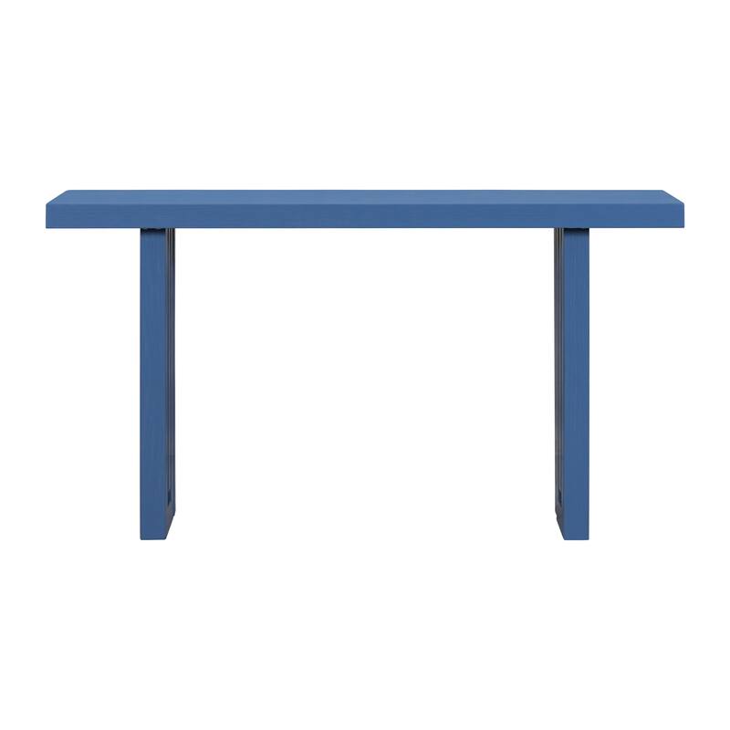 59 Inch Long Console Table, Solid Wood Rectangular Entryway Table - Navy Blue