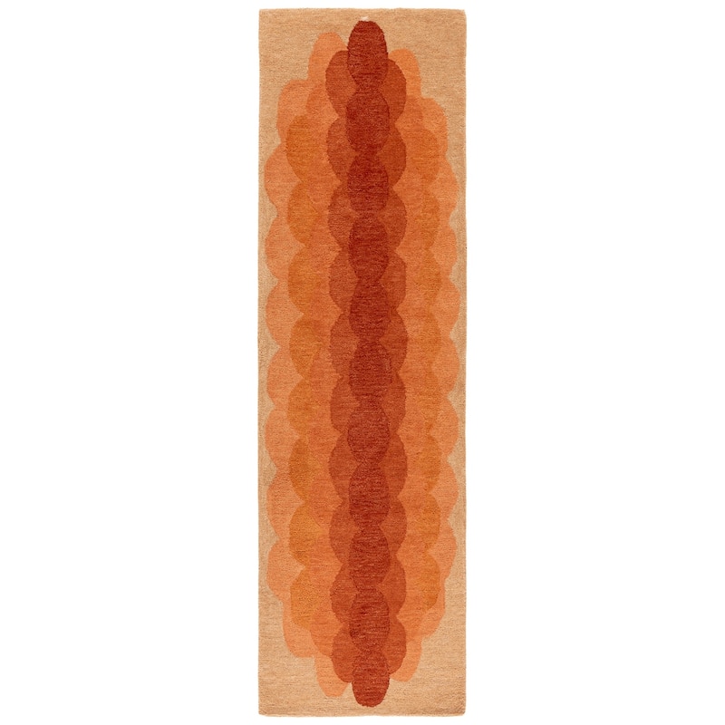 SAFAVIEH Handmade Metro Violetka Wool Rug - 2'3" x 8' Runner - Orange/Rust