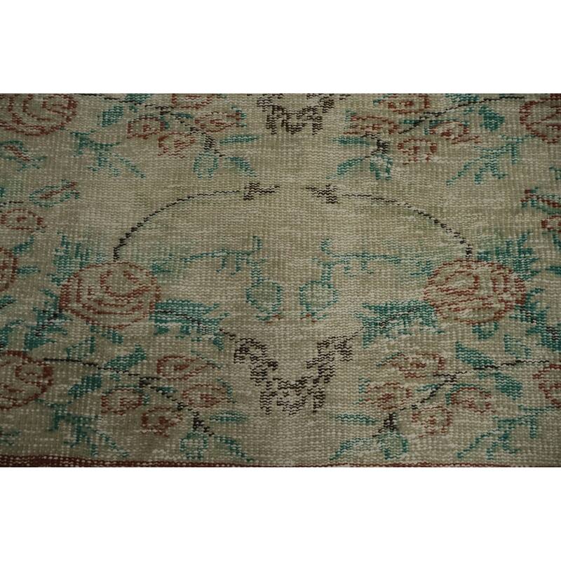 Hand Knotted Oriental 100% Wool Carpet Transitional Floral Beige & Ivories Anatolian Area Rug - 9' 2'' X 5' 7''