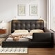 preview thumbnail 11 of 16, Queen Size Upholstered Platform Bed with 2 Reading Lights, White