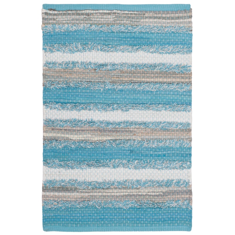 SAFAVIEH Handmade Flatweave Montauk Mridalini Casual Cotton Rug - 2'6" x 4' - Aqua/Multi