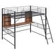 preview thumbnail 21 of 24, Full Size Loft Bed with Desk and Shelf , Loft Bed with Ladder, White