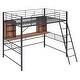 preview thumbnail 17 of 20, Full Size Metal Loft Bed with Desk & Ladder for Kids