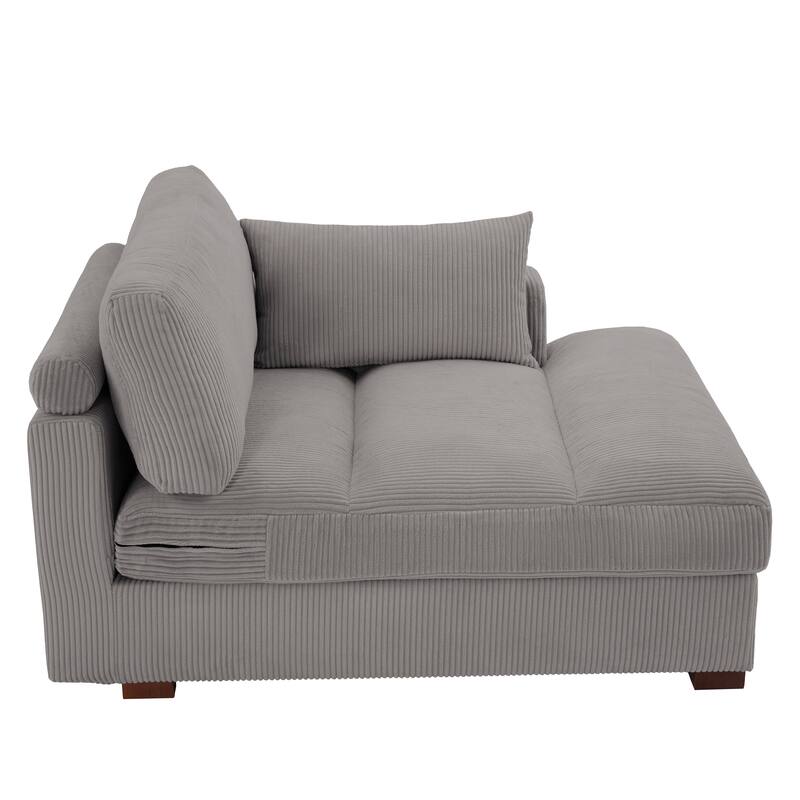 Oversize Corduroy Chaise Lounge Modular Sectional Sofa with Pillow