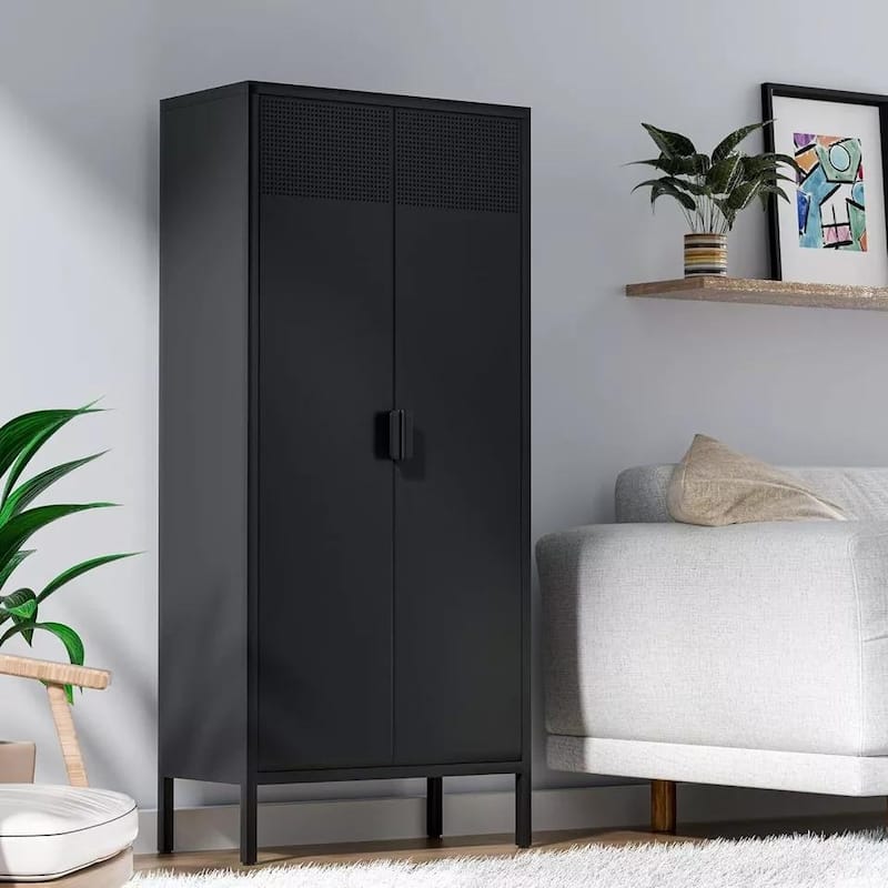 GDFStudio - Ventilated Metal Food Storage Cabinet, 61" High, Adjustable Shelves