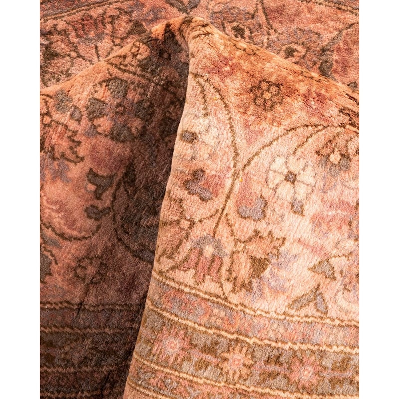 Overton Hand Knotted Wool Vintage Inspired Modern Contemporary Overdyed Pink Round Area Rug - 4' 1" x 4' 1"