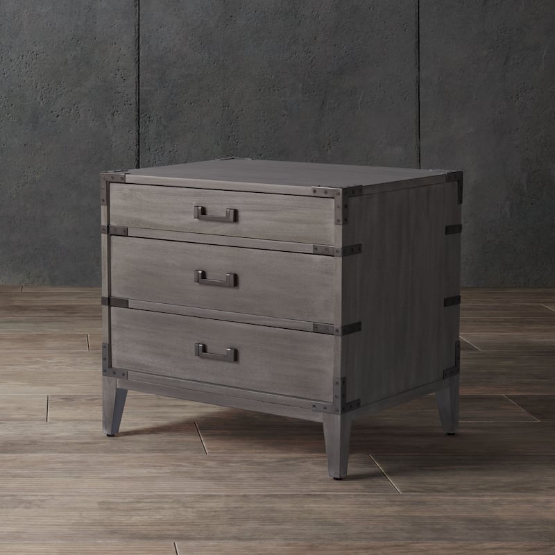 SAFAVIEH Couture Girija 3-Drawer Wood Nightstand - Light Grey