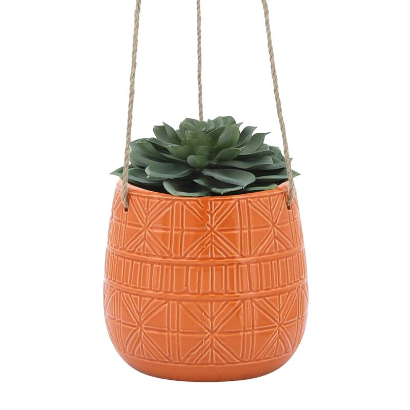 Sagebrook Home Neutral Textured Ceramic Hanging Planter