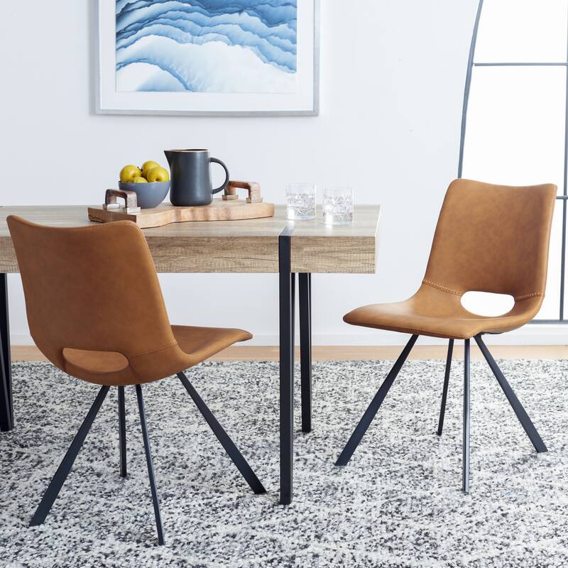 SAFAVIEH Josefina Mid-Century Dining Chair (Set of 2) - 24 In. W x 19 In. D x 33 In. H - 24Wx19Dx33H - Cognac