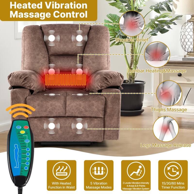 Power Lift Recliner Chair with Massage, Heating, and 330 lbs Weight Capacity