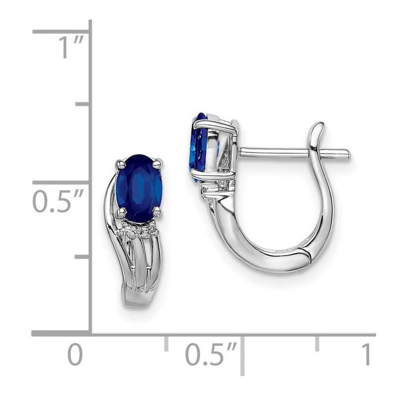 Curata 925 Sterling Silver Solid Polished Hinged hoop Rhodium Plated Diamond Sapphire Hinged Earrings - 13x13mm Wide 4mm