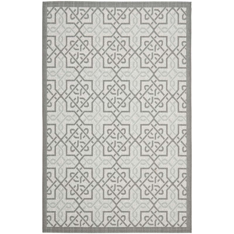 SAFAVIEH Courtyard Liisbet Indoor/ Outdoor Waterproof Patio Backyard Rug - 6'7" x 9'6" - Light Grey/Anthracite