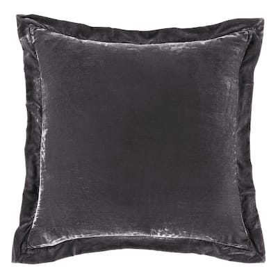 HiEnd Accents Stella Faux Silk Velvet Romantic Western Flanged Euro Sham, 27"x27"