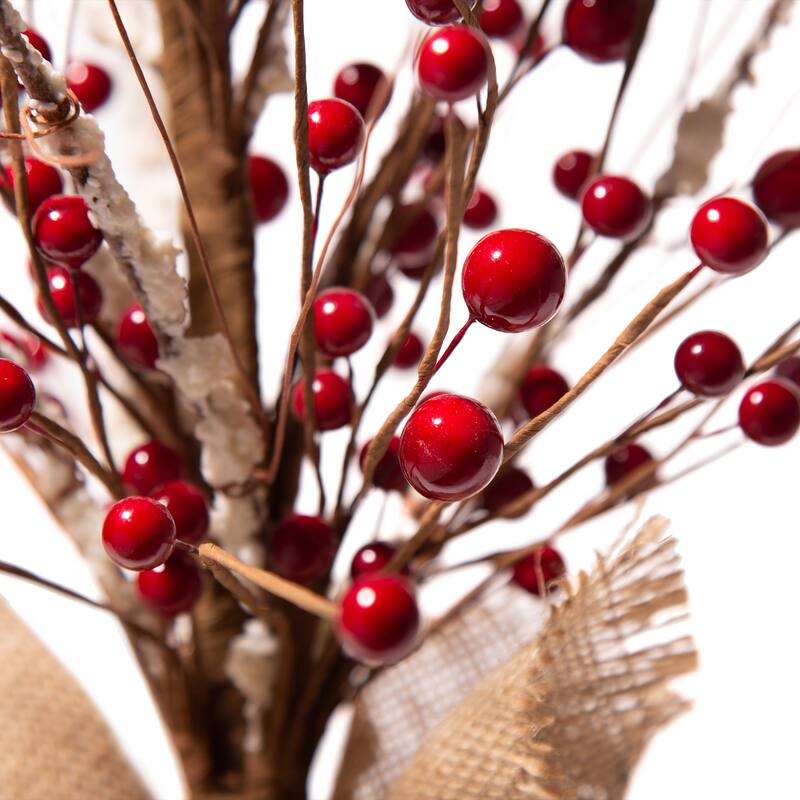 Glitzhome 16"H Christmas Red Berry Table Tree Decor