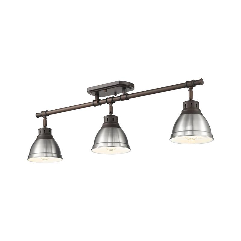 Yep by Golden Lighting Duncan 3-light Semi-Flush Mount in Rubbed Bronze and Pewter shade - Rubbed Bronze - 3-Light Semi-flush