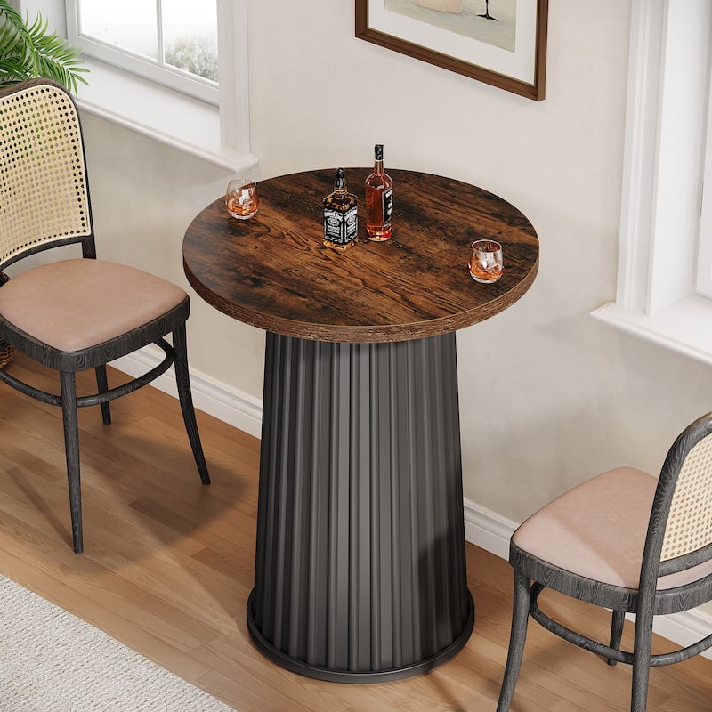 23-Inch Small Round Dining Table With Metal Base for 2 - 23.62"D x 23.62"W x 29.52"H