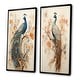 preview thumbnail 3 of 5, Designart "Vintage Fantasy Peacock In Enchanted Flowers" Peacock Framed Art Set Of 2 - Animals Wall Art Set 2 Pieces