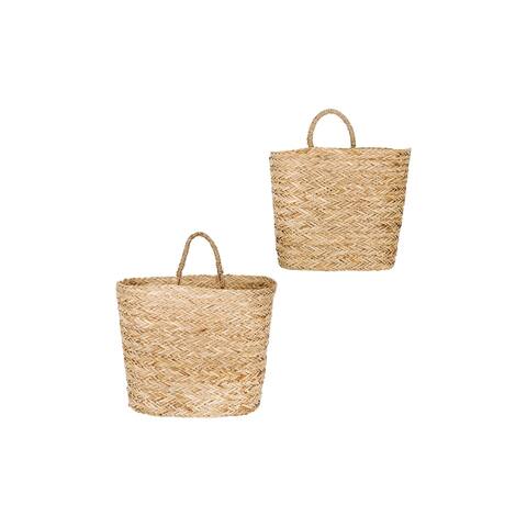Handwoven Beige Seagrass Wall Baskets (Set of 2 Sizes)