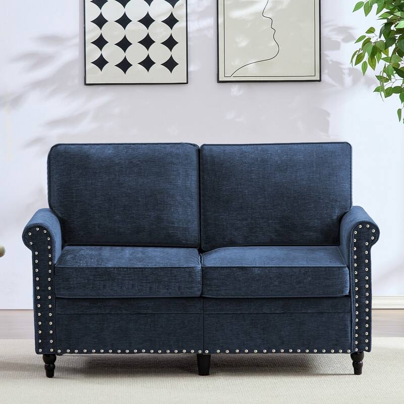 Mixoy 53.9''Chenille Living Room Sofa,Modern 2-Seater Sofa Couch,Loveseat Sofa with Unique Riveted Look