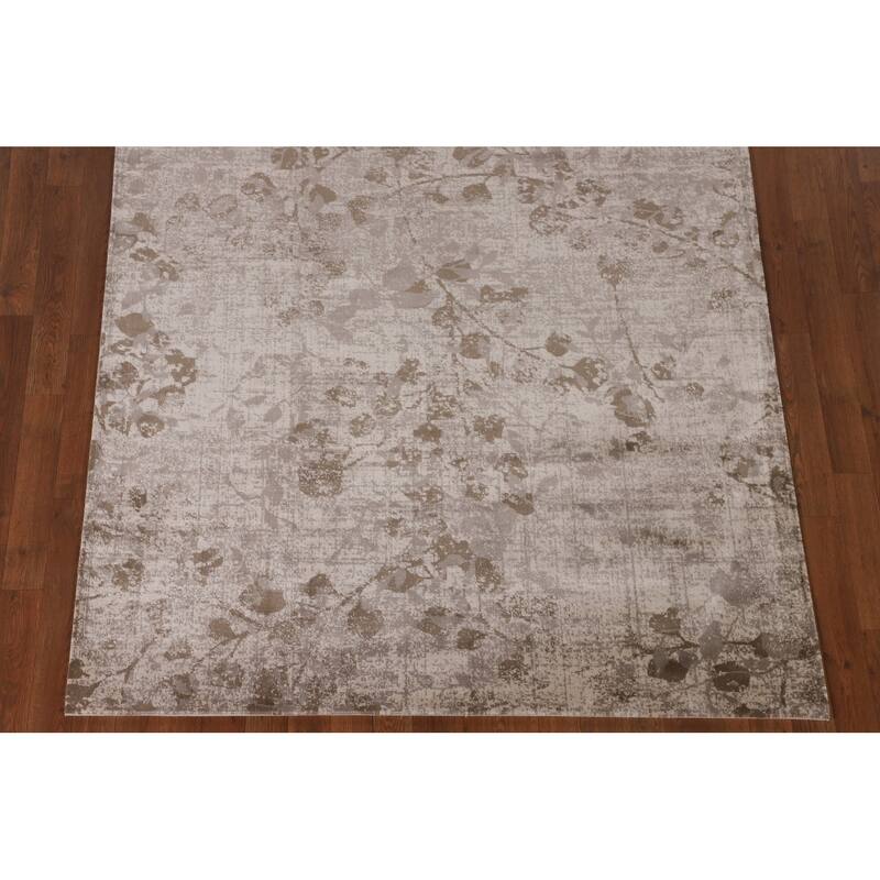 Beige Floral Art & Craft Turkish Area Rug Machine Made Carpet - 5'0" x 7'6"
