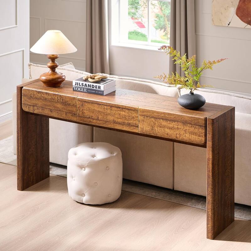 Farmhouse 3-Drawers Console Table, Entryway Table, Sofa Table