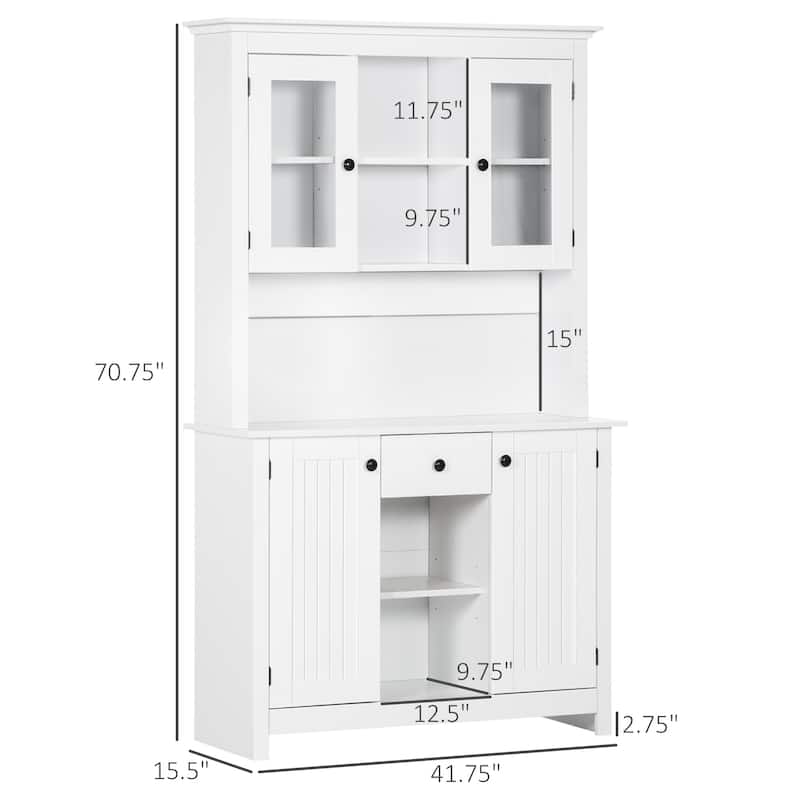 HOMCOM Freestanding Rustic Buffet with Hutch, Farmhouse Kitchen Pantry Cabinet