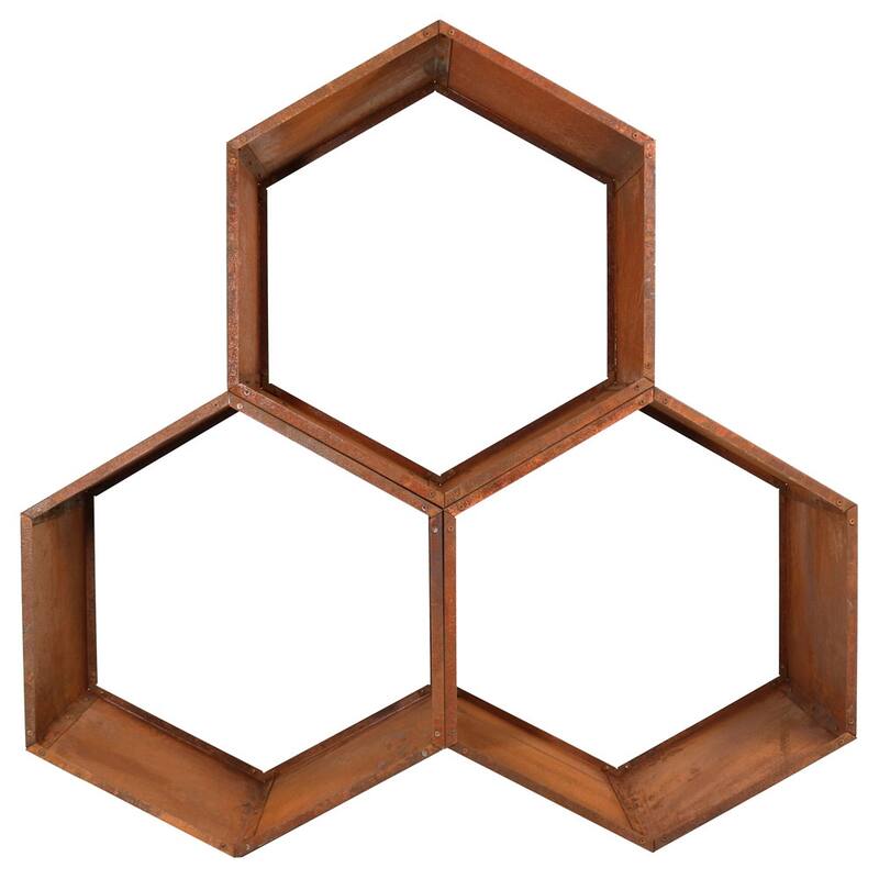 Sunnydaze Hexagon Rustic Honeycomb Log Rack - 30-Inch - 3-Pack