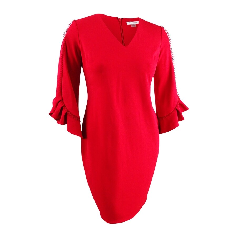 calvin klein ruffle sleeve sheath dress