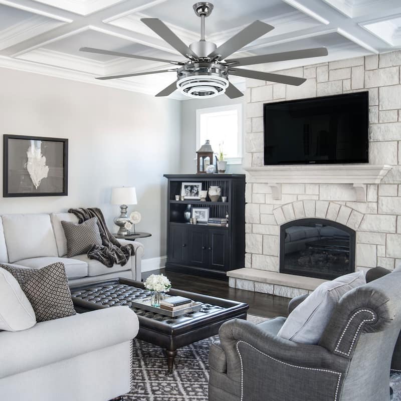Bella Depot 72" Modern Large Ceiling Fan with Dimmable LED Light and Remote Control 6-Speed Reversible DIY Shade Chandelier